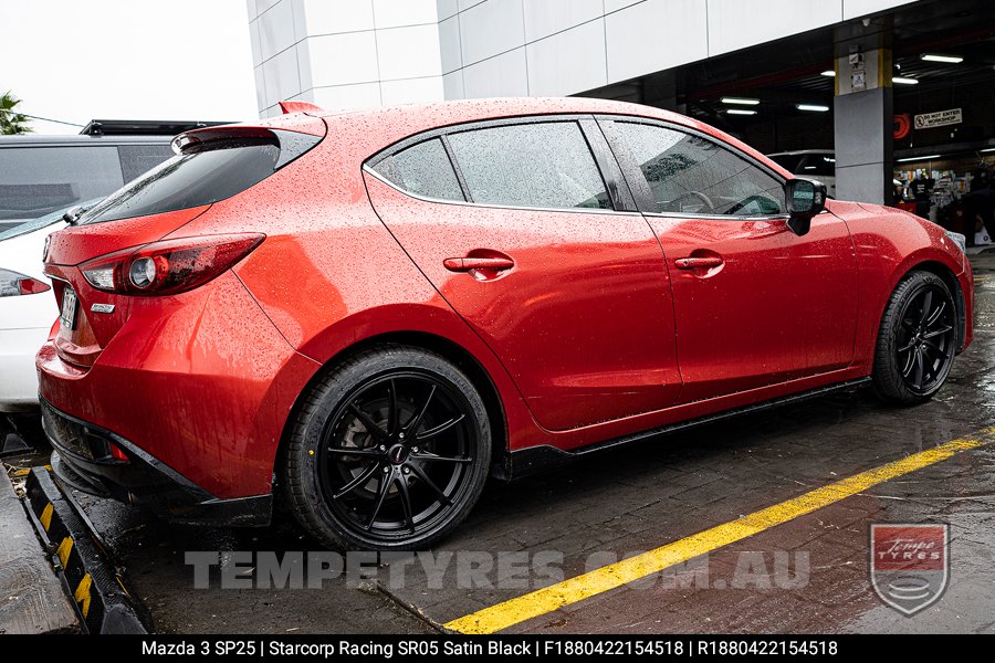 18x8.0 Starcorp Racing SR05 Satin Black on Mazda 3