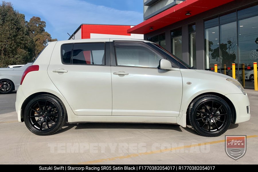 17x7.0 Starcorp Racing SR05 Satin Black on Suzuki Swift