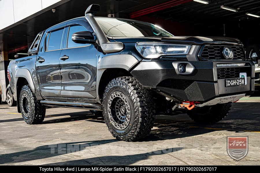 17x9.0 Lenso MX-Spider Satin Black on Toyota Hilux