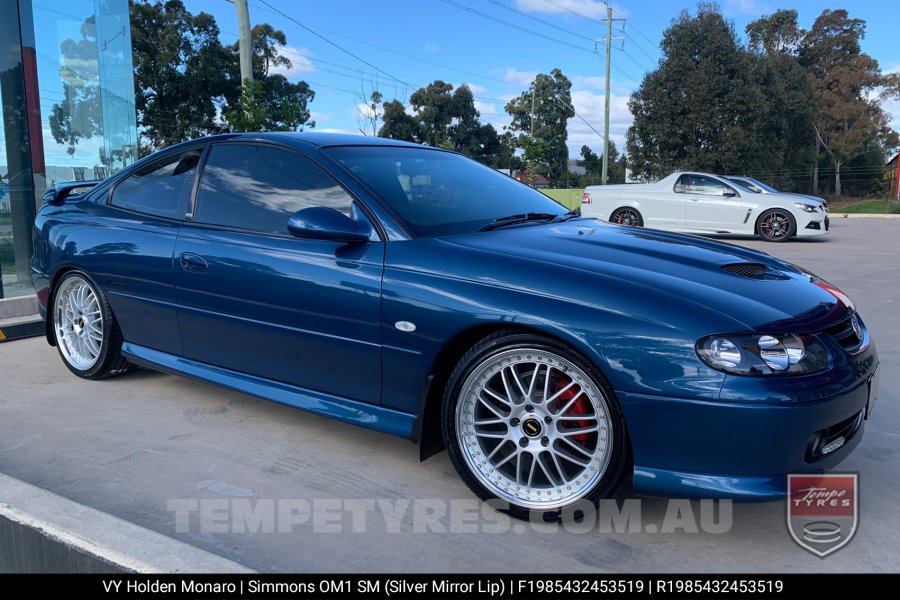 19x8.5 19x9.5 Simmons OM-1 Silver on Holden Commodore VY