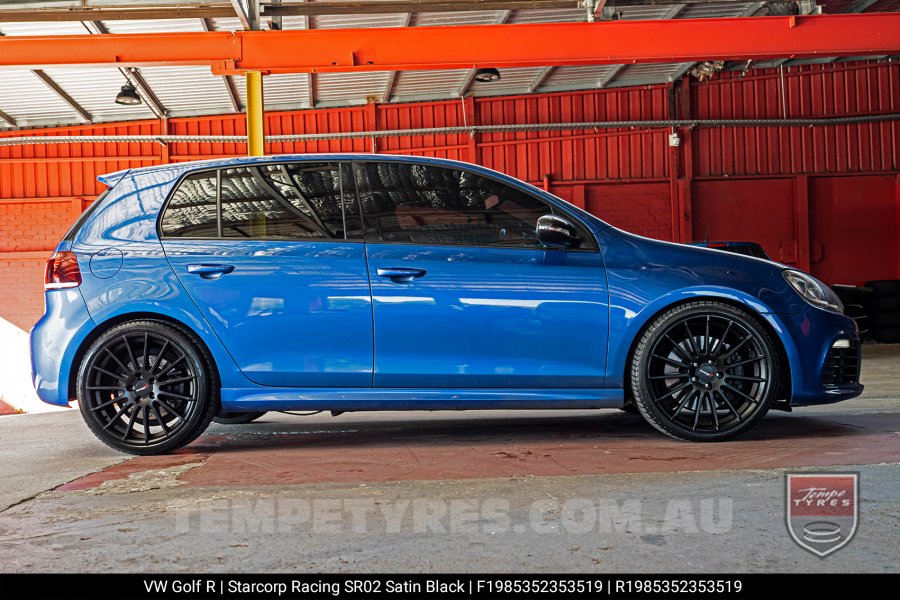 19x8.5 Starcorp Racing SR02 Satin Black on VW Golf R