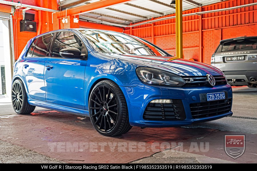 19x8.5 Starcorp Racing SR02 Satin Black on VW Golf R