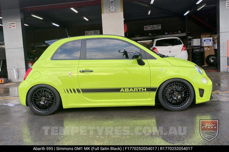 17x7.0 17x8.5 Simmons OM-1 Satin Black on Abarth 595 2021