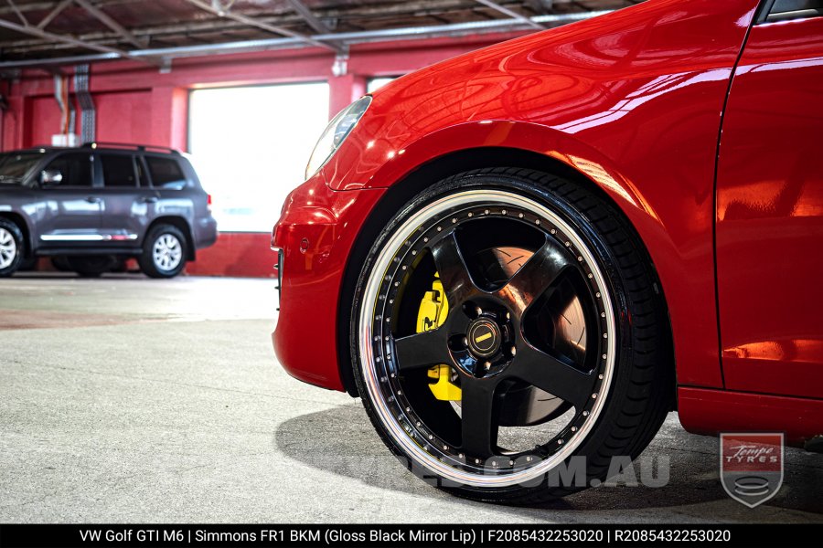 20x8.5 20x9.5 Simmons FR-1 Gloss Black on VW Golf GTI