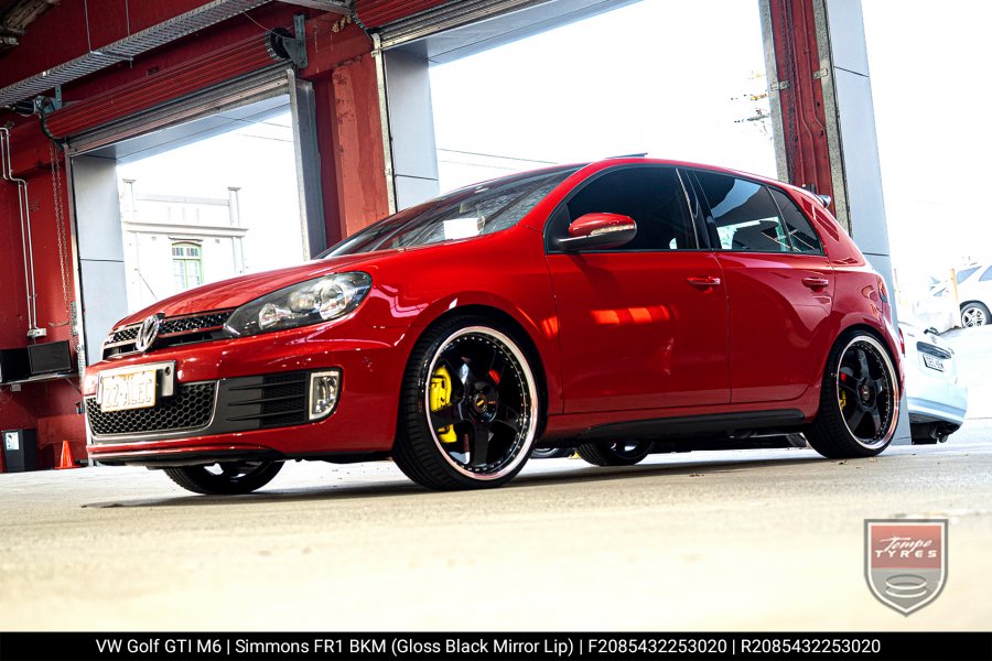 20x8.5 20x9.5 Simmons FR-1 Gloss Black on VW Golf GTI