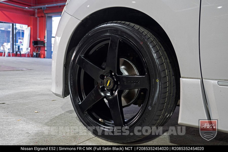 20x8.5 20x10 Simmons FR-C Satin Black NCT on Nissan Elgrand