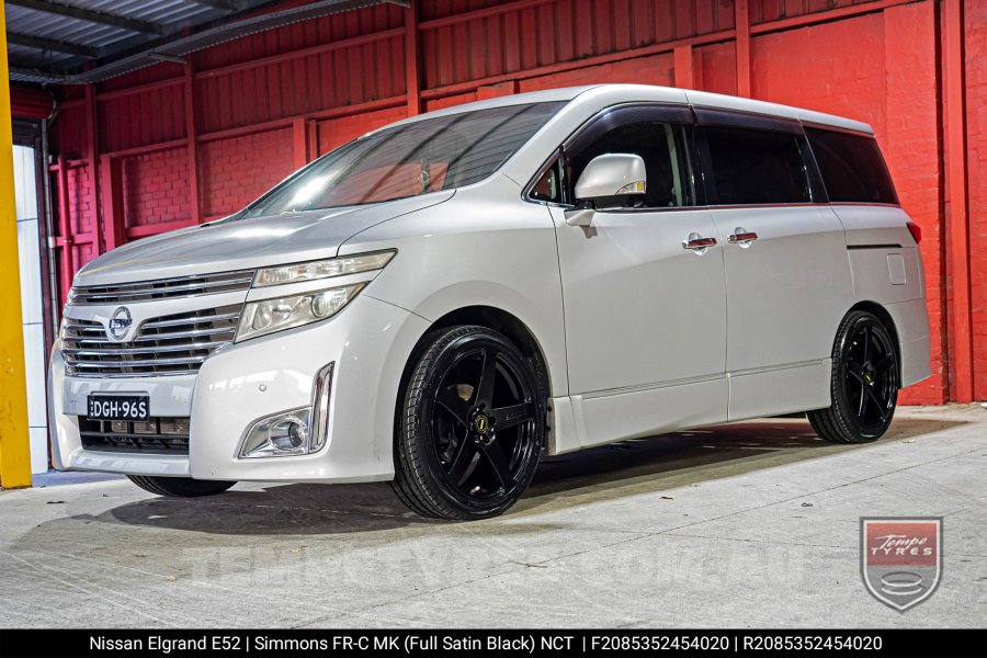 20x8.5 20x10 Simmons FR-C Satin Black NCT on Nissan Elgrand