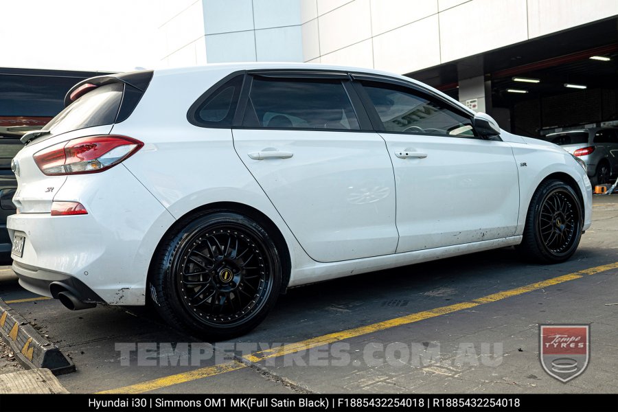 18x8.5 18x9.5 Simmons OM-1 Satin Black on Hyundai i30