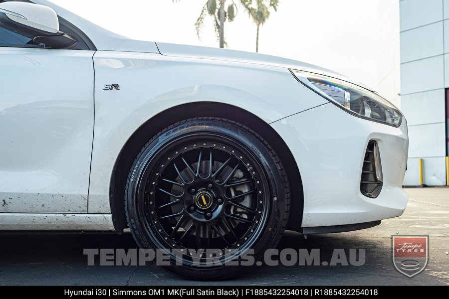 18x8.5 18x9.5 Simmons OM-1 Satin Black on Hyundai i30