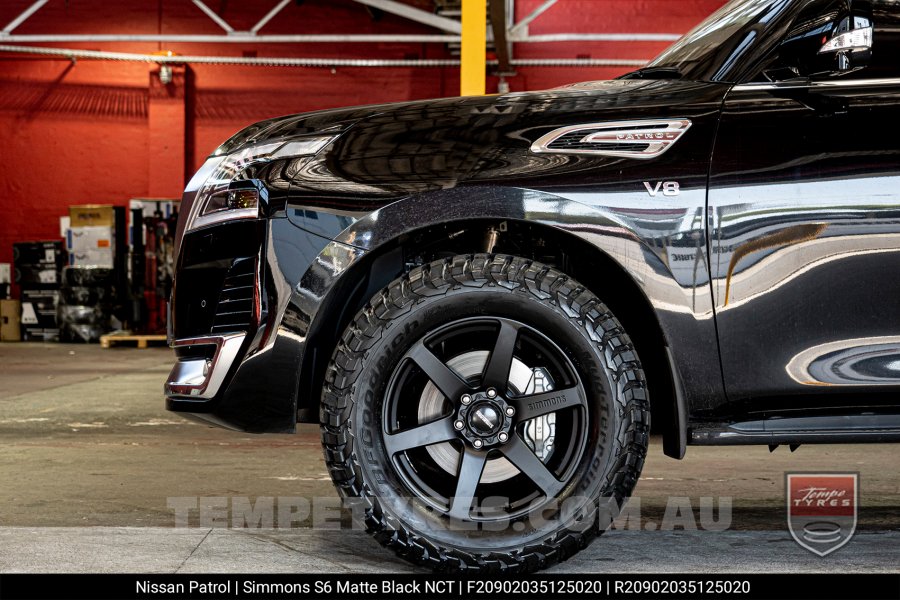 20x9.0 Simmons S6 Matte Black NCT on Nissan Patrol