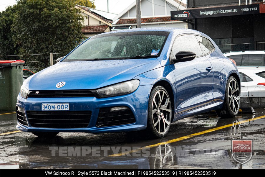 19x8.5 5573 VW5573 Black Machined on VW Scirocco