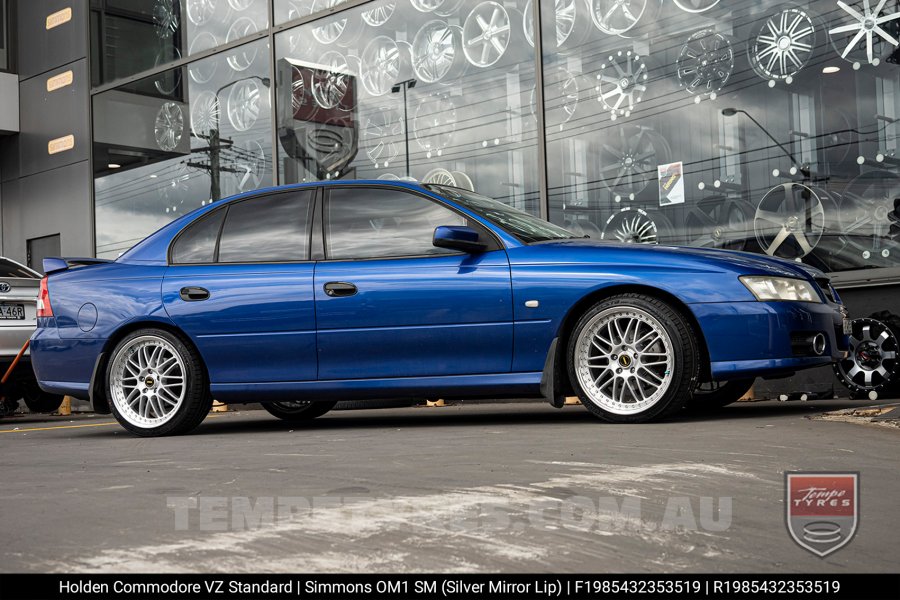 19x8.5 19x9.5 Simmons OM-1 Silver on Holden Commodore VZ 