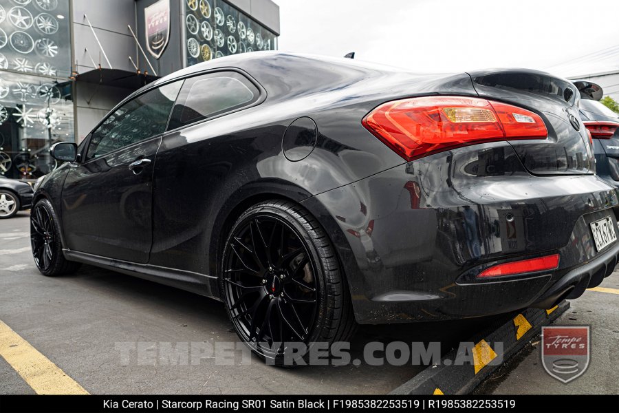 19x8.5 Starcorp Racing SR01 Satin Black on Kia Cerato