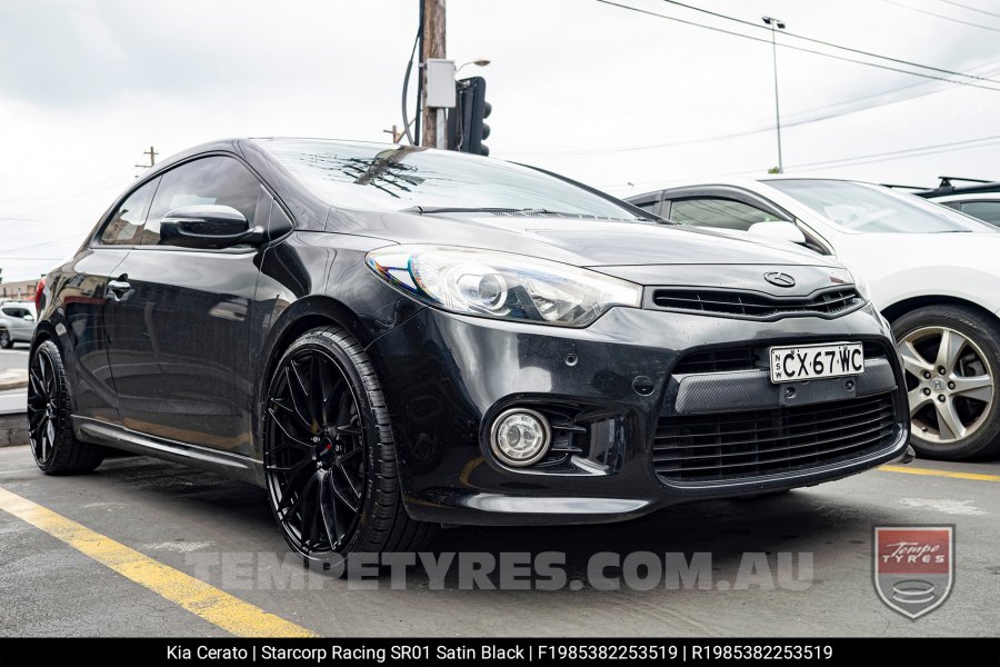 19x8.5 Starcorp Racing SR01 Satin Black on Kia Cerato