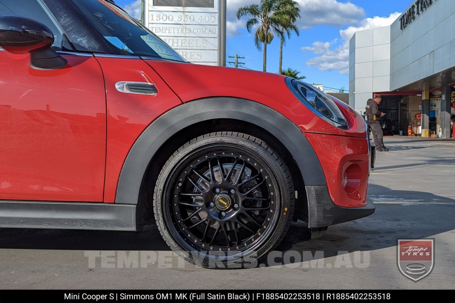 18x8.5 18x9.5 Simmons OM-1 Satin Black on Mini Cooper S