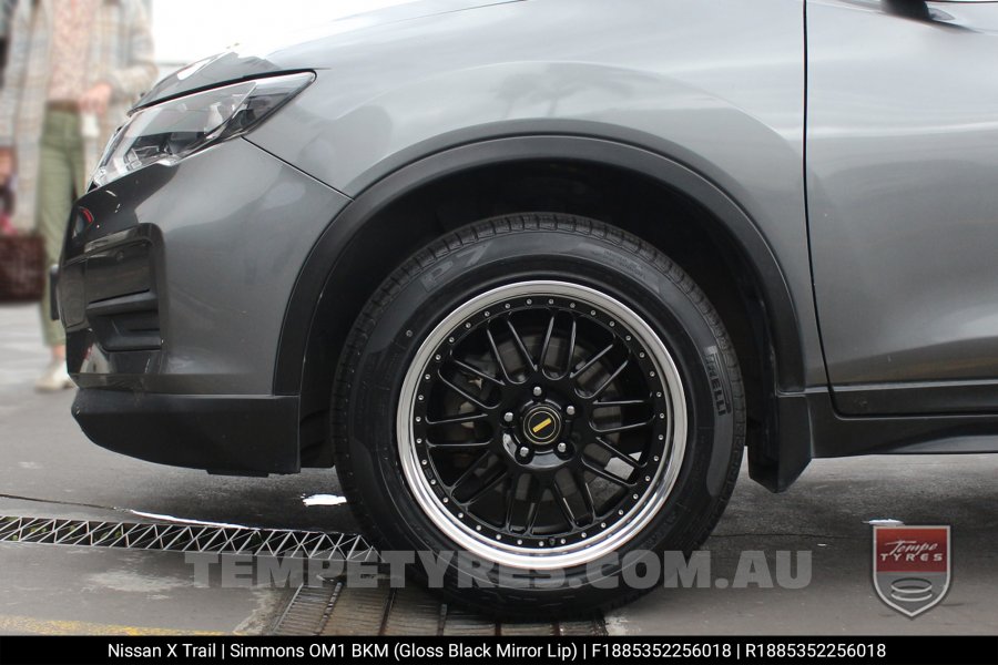 18x8.5 18x9.5 Simmons OM-1 Gloss Black on Nissan X-Trail