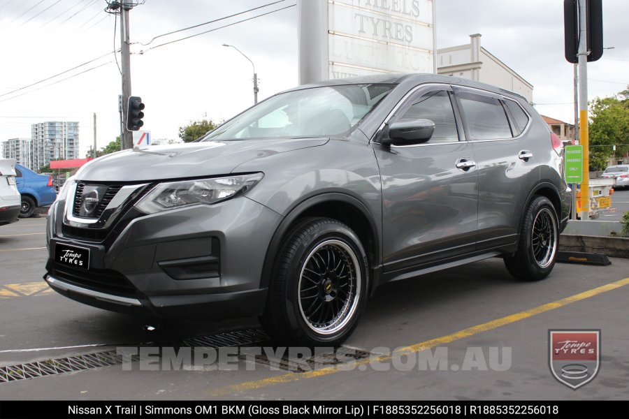 18x8.5 18x9.5 Simmons OM-1 Gloss Black on Nissan X-Trail