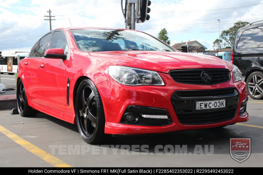 22x8.5 22x9.5 Simmons FR-1 Full Satin Black on Holden Commodore VF