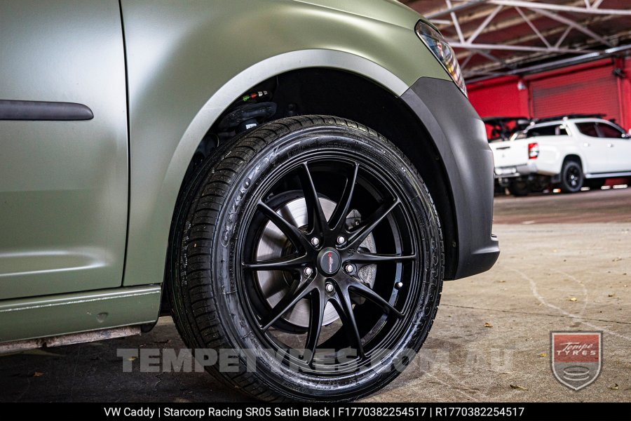 17x7.0 Starcorp Racing SR05 Satin Black on VW Caddy