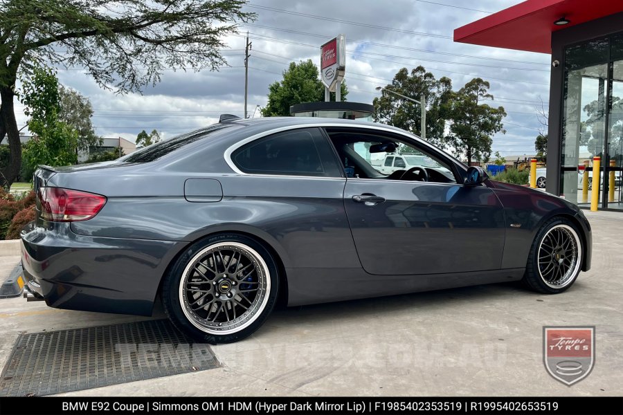 19x8.5 19x9.5 Simmons OM-1 Hyper Dark on BMW E92