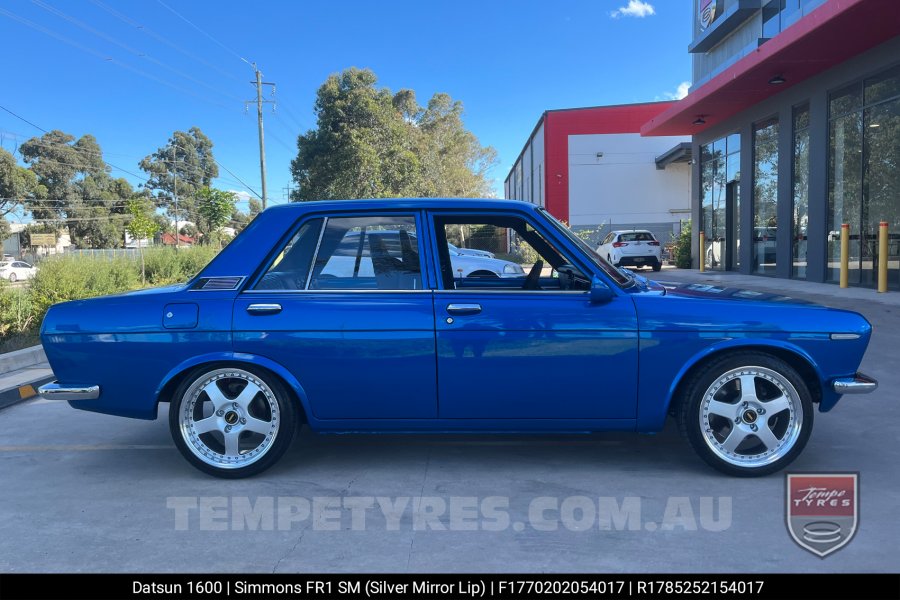 17x7.0 17x8.5 Simmons FR-1 Silver on Nissan Datsun