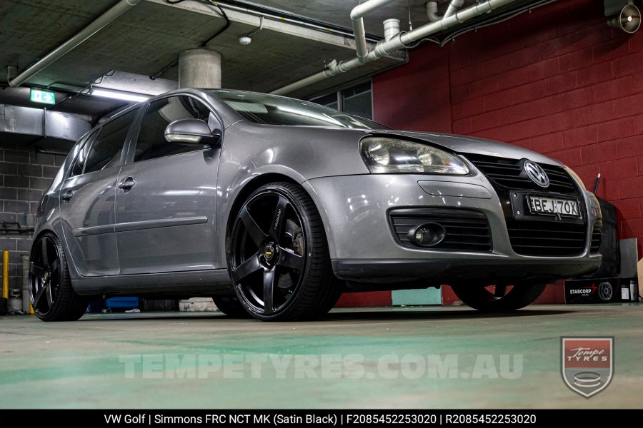 20x8.5 20x10 Simmons FR-C Satin Black NCT on VW Golf