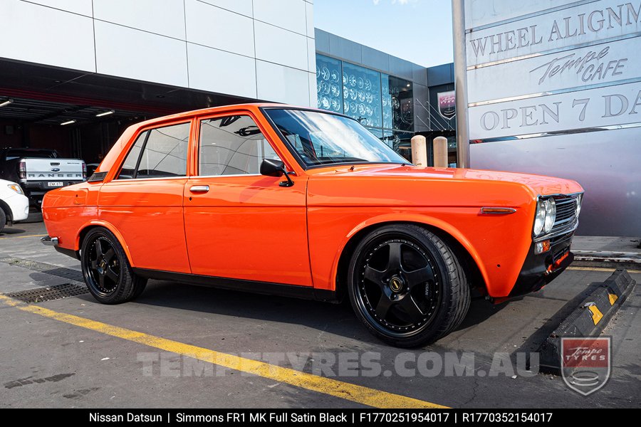 17x7.0 17x8.5 Simmons FR-1 Satin Black on Nissan Datsun