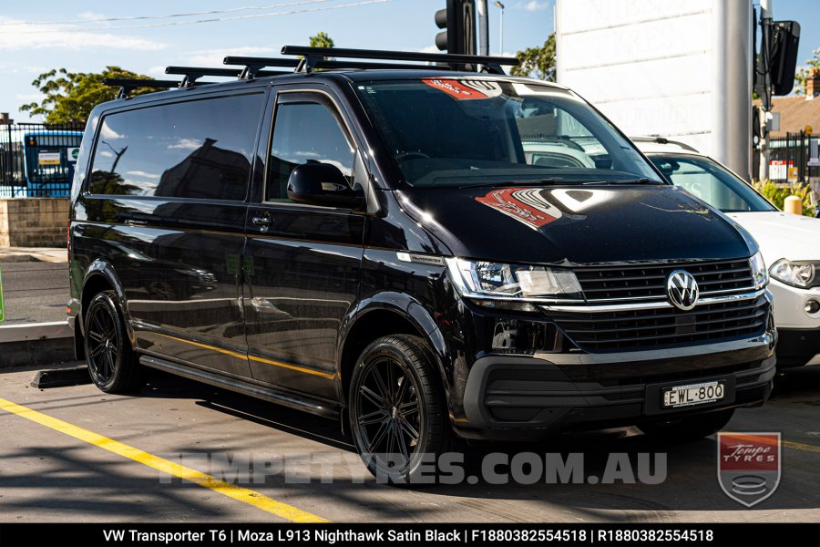 18x8.0 MOZA 913 Nighthawk Satin Black on VW Transporter