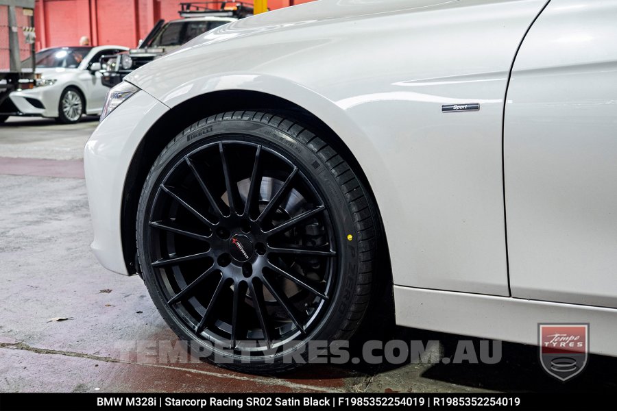 19x8.5 Starcorp Racing SR02 Satin Black on BMW M328i