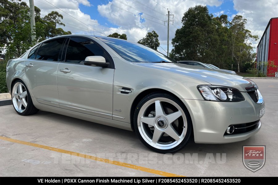 20x8.5 20x9.5 PDXX Cannon Machined Lip Silver on Holden Commodore VE