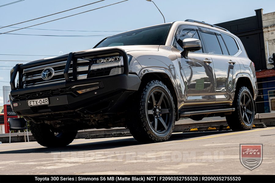 20x9.0 Simmons S6 Matte Black NCT on Toyota 300 Series