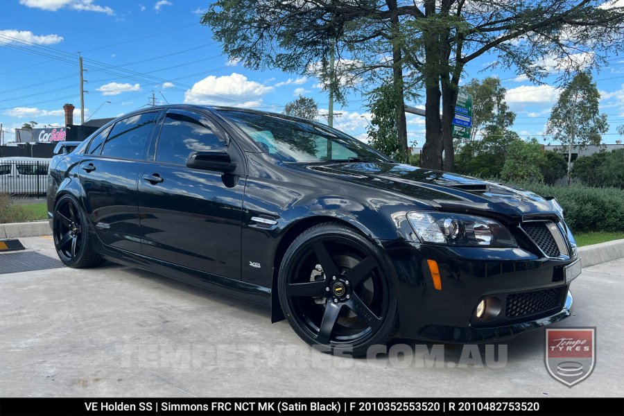 20x8.5 20x10 Simmons FR-C Satin Black NCT on Holden Commodore VE