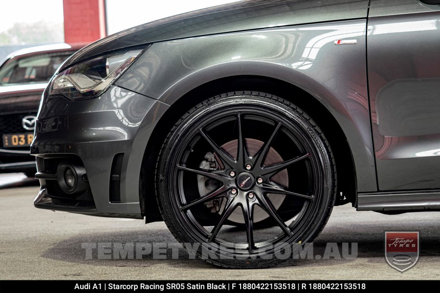 18x8.0 Starcorp Racing SR05 Satin Black on Audi A1