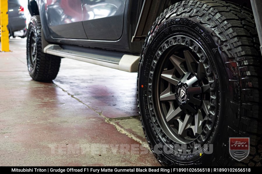 18x9.0 Grudge Offroad F1 Fury Matte Gunmetal on Mitsubishi Triton