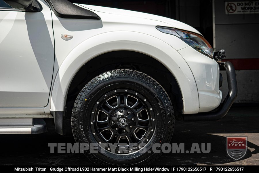 17x9.0 Grudge Offroad HAMMER Milling Window on Mitsubishi Triton