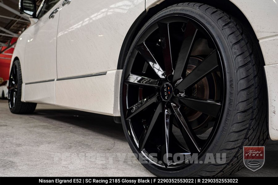 22x9.0 SC Racing 2185 Glossy Black on Nissan Elgrand