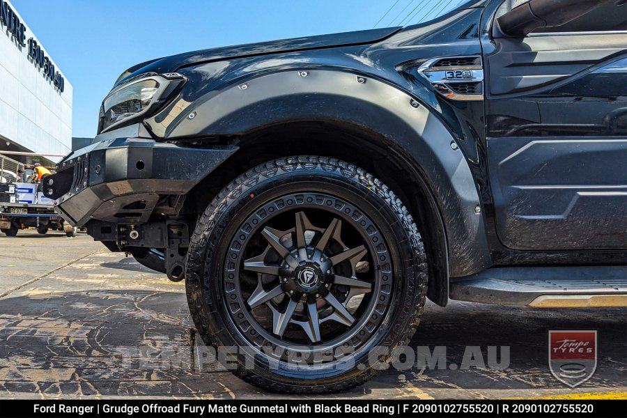 20x9.0 Grudge Offroad F1 Fury Matte Gunmetal on Ford Ranger