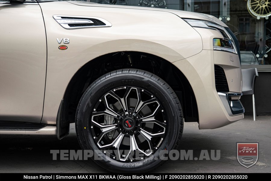 20x9.0 Simmons MAX X11 BKWAA on Nissan Patrol