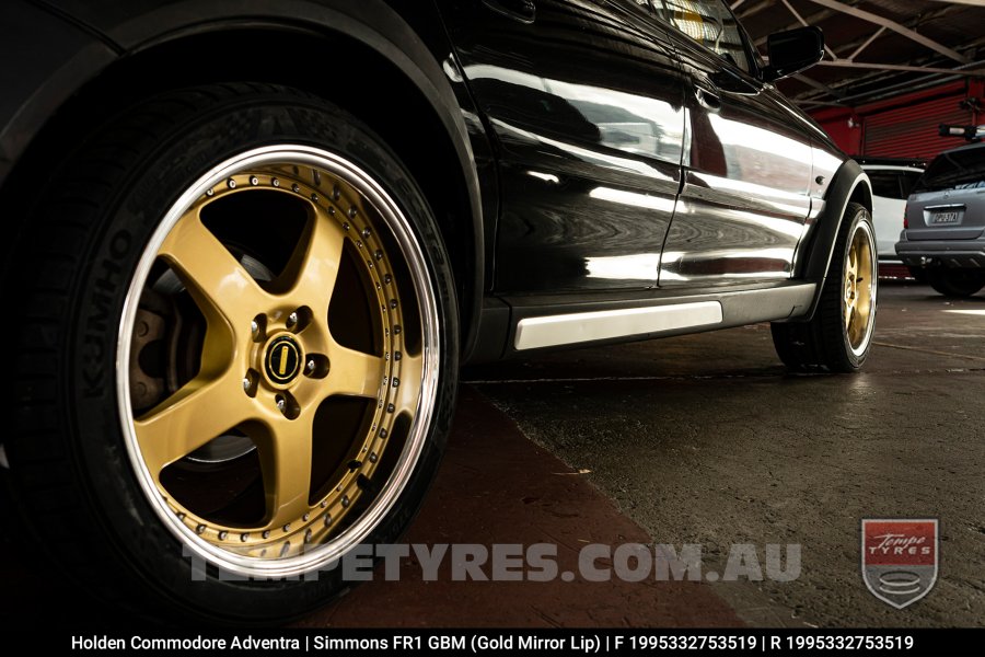 19x8.5 19x9.5 Simmons FR-1 Gold on Holden Adventra