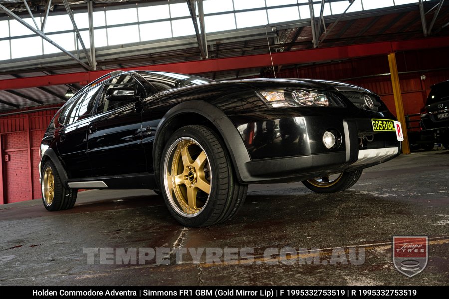 19x8.5 19x9.5 Simmons FR-1 Gold on Holden Adventra