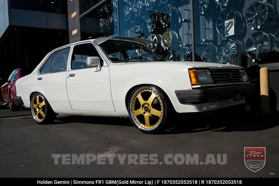 18x7.0 18x8.5 Simmons FR-1 Gold on Holden Gemini