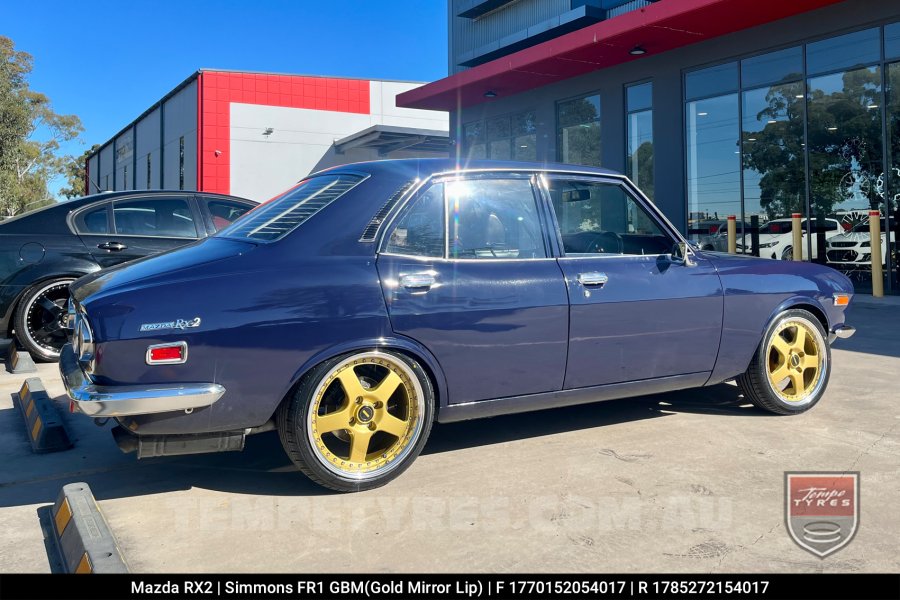 17x7.0 17x8.5 Simmons FR-1 Gold on Mazda RX2