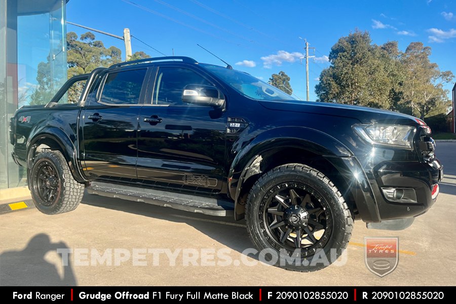 20x9.0 Grudge Offroad F1 Fury Full Matte Black on Ford Ranger