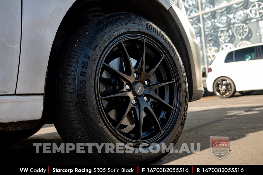 16x7.0 Starcorp Racing SR05 Satin Black on VW Caddy