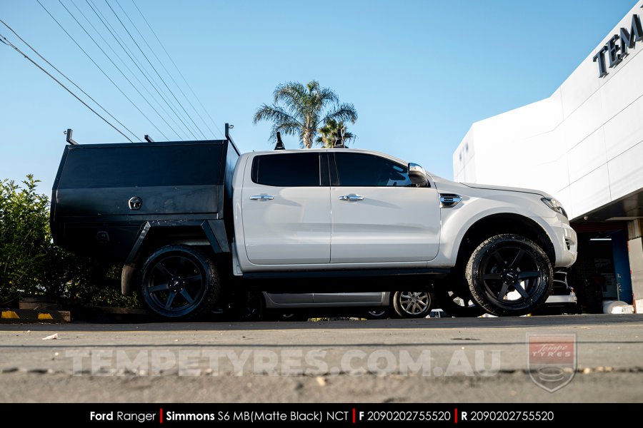 20x9.0 Simmons S6 Matte Black NCT on Ford Ranger