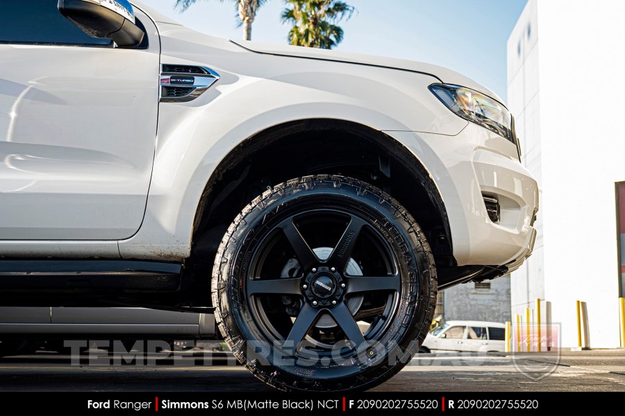 20x9.0 Simmons S6 Matte Black NCT on Ford Ranger