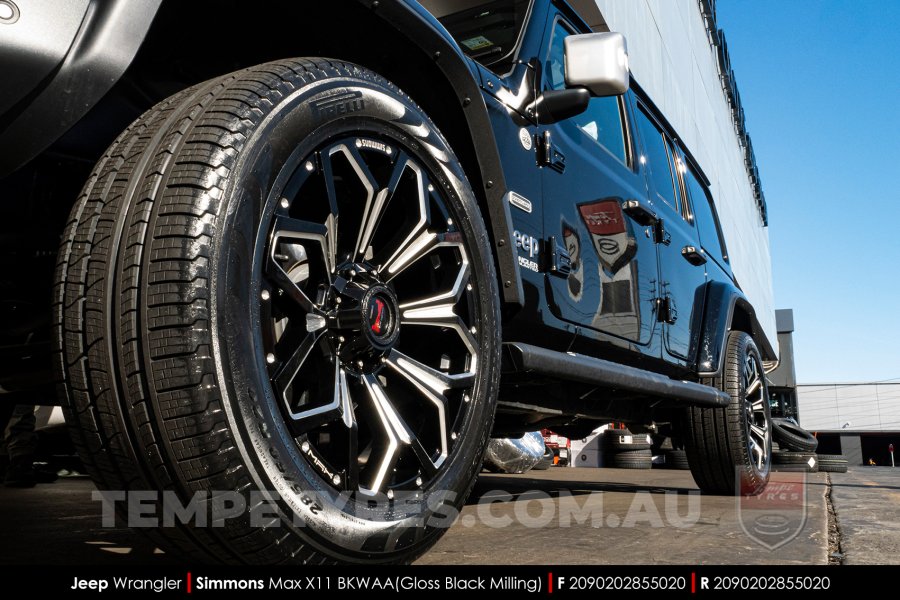 20x9.0 Simmons MAX X11 BKWAA on Jeep Wrangler