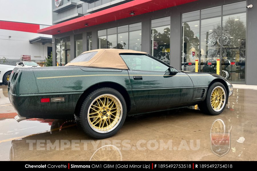 18x8.5 18x9.5 Simmons OM-1 Gold on Chevrolet Corvette