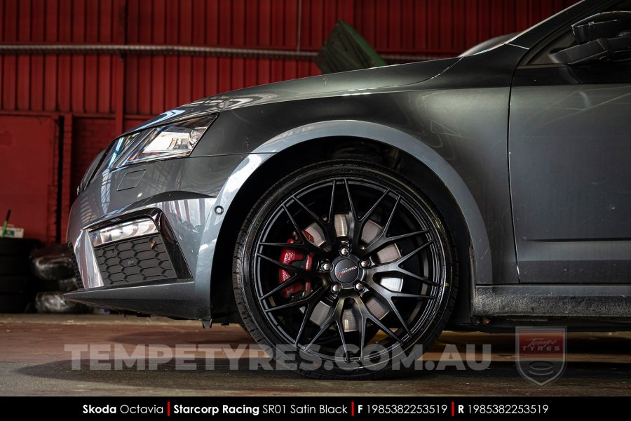 19x8.5 Starcorp Racing SR01 Satin Black on Skoda Octavia