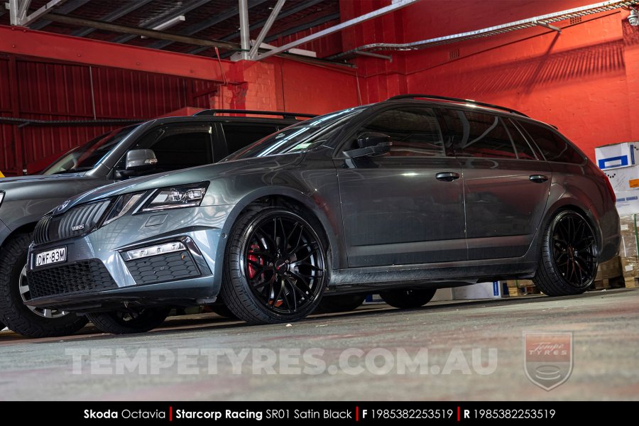 19x8.5 Starcorp Racing SR01 Satin Black on Skoda Octavia